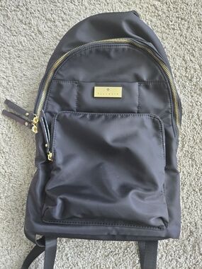 Allancia Black Nylon Backpack with Gold Hardware